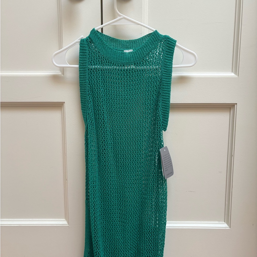 Elegant Green Knit Sleeveless Dress
